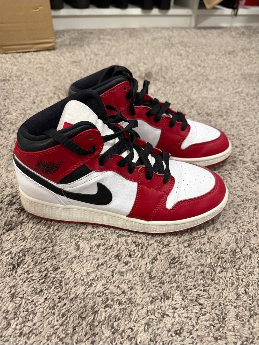 Nike Kids Red White Black Mid-Top Sneakers